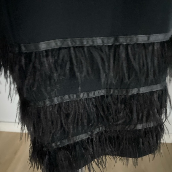Imperial Mini Dress Long Sleeve Feather trim Black Size Small T-Shirt Italy - Picture 7 of 13
